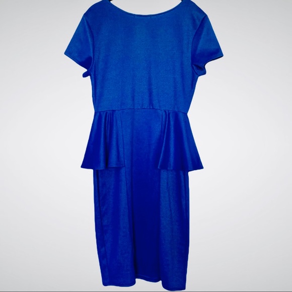 Royal Blue Peplum Short Sleeve Icon Dress 1X NWT - Picture 8 of 12